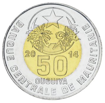 Mauritania 50 Ouguy 2014 Bimetal AU-UNC