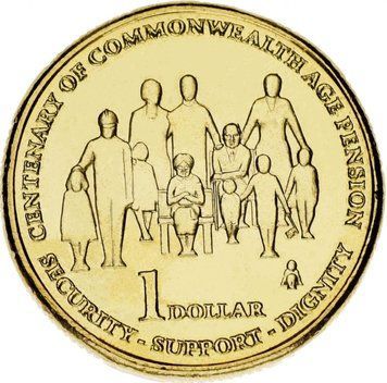 Coin Australia 1 dollar 2009 UNC 100th Anniversary Commonwealth Age Pension