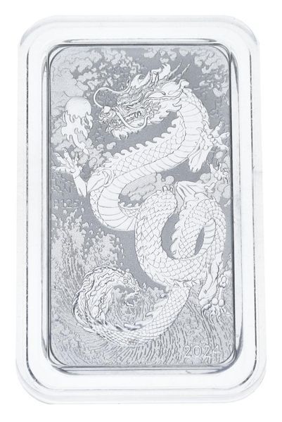 Coin Australia 1 dollar 2024 Silver UNC Eastern Calendar - Year of the Dragon Rectangular (Ag 999.9, 31.1 grams) М20784 photo
