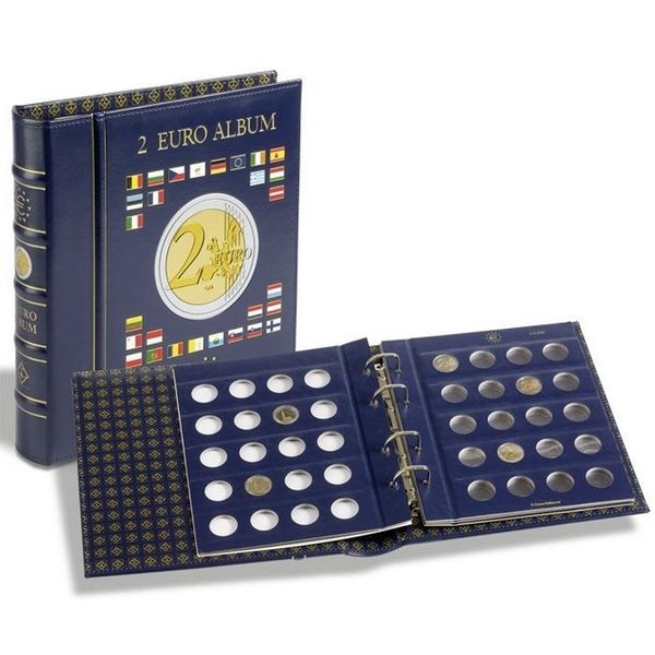 Album (folder) VISTA for 2 euro coins (4 sheets for 80 coins) with Leuchtturm case