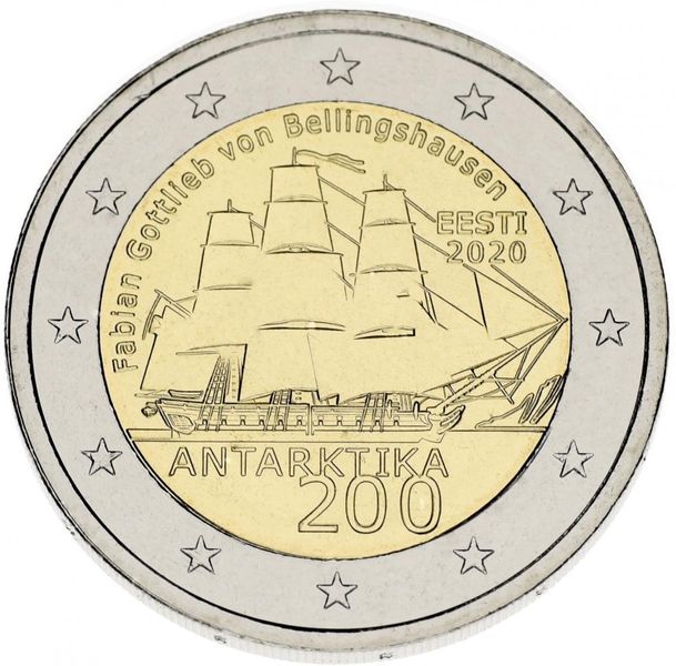 Estonia 2 euro 2020 Bimetal UNC 200th anniversary of the discovery of Antarctica Ship