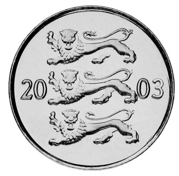 Набір монет Естонія набір з 5 монет 1991-2003 UNC 10, 20, 50 Сент, 1, 5 крон М00124 фото