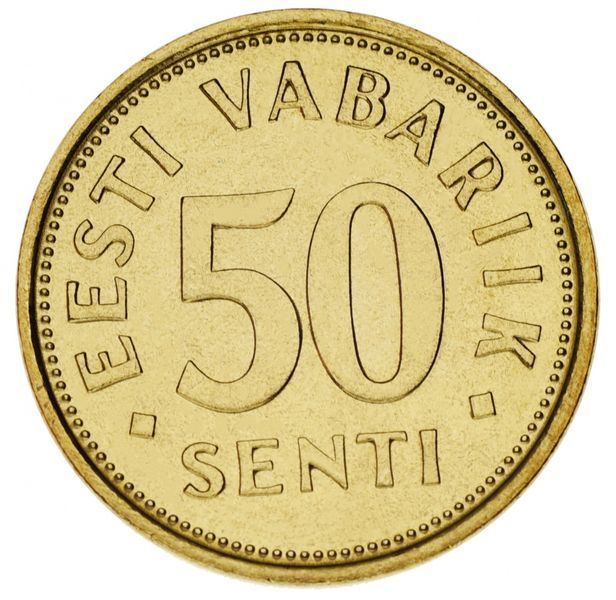 Набір монет Естонія набір з 5 монет 1991-2003 UNC 10, 20, 50 Сент, 1, 5 крон М00124 фото