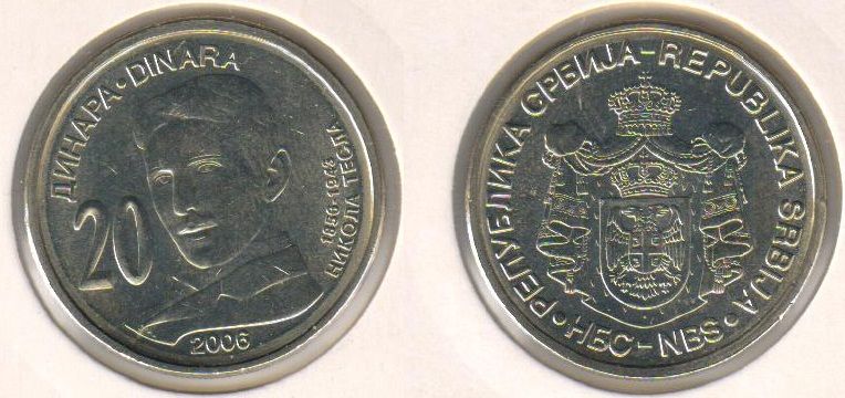 Сербія 20 динарів 2006 «150 років від дня народження Ніколи Тесли» UNC (KM#42) М02438 фото