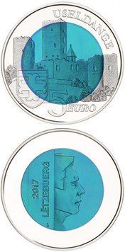 Luxembourg 5 euro 2017 "Uzeldange Castle" Silver, niobium Proof