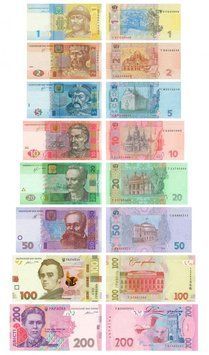 Набор банкнот Украина набор из 8 банкнот 2013-2015 UNC 1, 2, 5, 10, 20, 50, 100, 200 гривен Б07802 фото