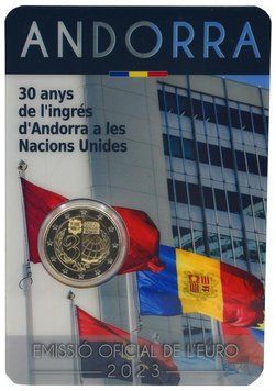 Coin Andorra 2 euro 2023 Bimetal UNC 30 years of Andorra joining the UN
