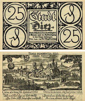 Banknote Germany Notgeld 25 pfennig 1920 F-VF Dietz