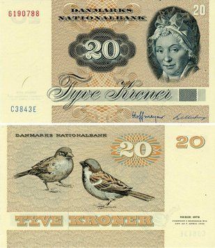 Банкнота Данія 20 крон 1984 UNC (P49e(1)) Б24451 фото