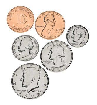 Coins set USA set of 6 coins 1989 UNC D 1, 5, 10, 25, 50 cents, medal