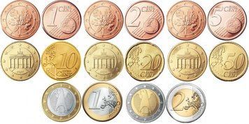 Німеччина набір з 8 монет євро 2002 UNC 1, 2, 5, 10, 20, 50 євроцентів, 1, 2 євро М03100 фото