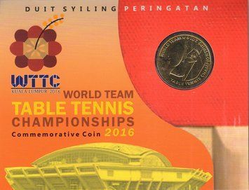 Malaysia 1 ringgit 2016 "World Ping-Pong Championship" UNC Souvenir
