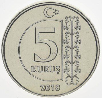 Монета Турция 5 куруш 2018 UNC М10011 фото