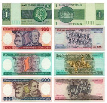 Бразилія набір з 4 банкнот &laquo;1, 100, 200, 500 крузейро&raquo; UNC Б03821 фото