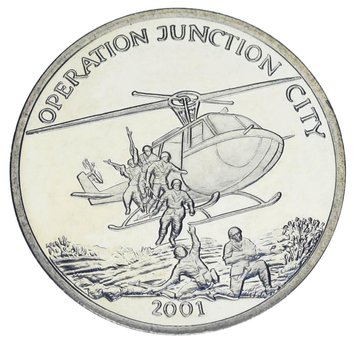 Ліберія 5 доларів 2001 UNC Операція Джакшн Сіті Вертоліт М19240 фото