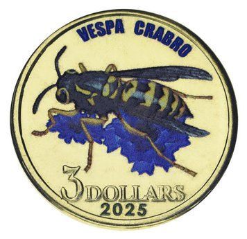 Coin Malaita Island 3 dollars 2025 UNC Solomon Islands Insect - Hornet