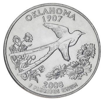 Монета США 25 центів (квотер) 2008 P &laquo;Штати і території - Оклахома&raquo; UNC (KM#421) М01465 фото