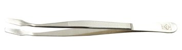 Tweezers for stamps 42 deluxe 12 cm. Curved spade shape Leuchtturm