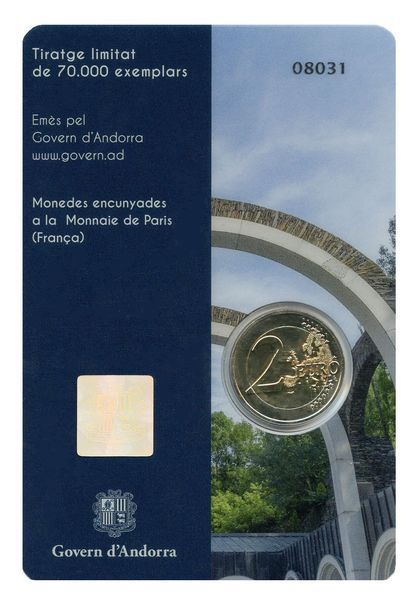 Coin Andorra 2 euro 2021 Bimetallic UNC 100th Anniversary of the Coronation of Our Lady of Meritxell