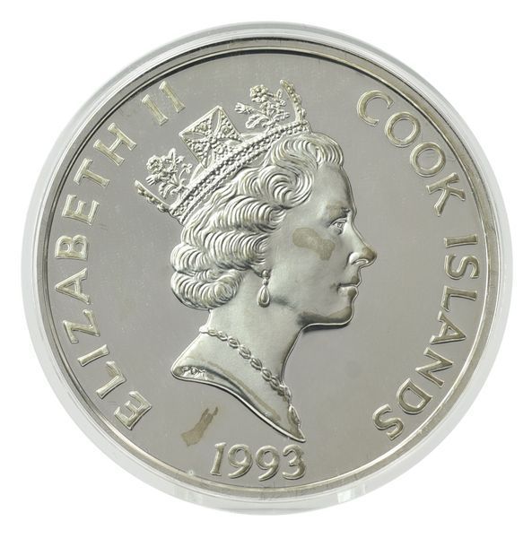 Coin Cook Islands 50 dollars 1993 Silver Proof 500 Years of the Discovery of America &ndash; Jos&eacute; de San Mart&iacute;n