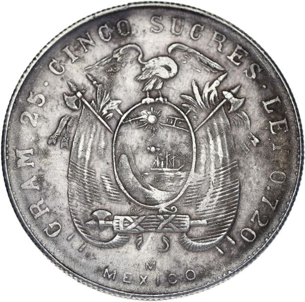 Ecuador 5 sucre 1944 VF-XF (Copy)