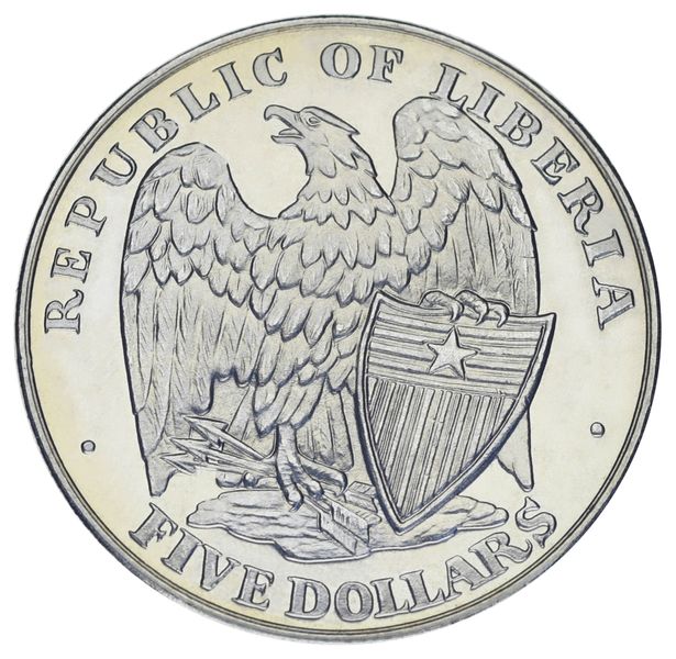 Liberia 5 dollars 2001 UNC Operation Junction City Helicopter