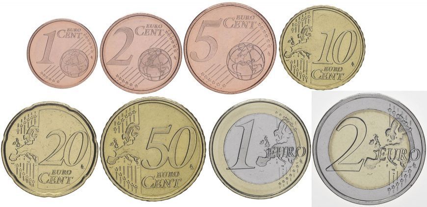 Испания набор из 8 монет евро 2018 UNC 1, 2, 5, 10, 20, 50 евроцентов, 1, 2 евро М09535 фото