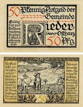 Banknote Germany Notgeld 50 pfennig 1921 F-VF Reader