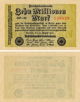 Banknote Germany 10000000 marks 1923 AU-UNC 10 Millionen (P106a)