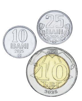 Набір монет Молдова набір з 3 монет 2025 AU-UNC 10, 25 банів, 10 лей М24430 фото