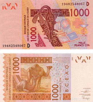 Західна Африка 1000 франків 2019 (серія 2003) D Малі UNC Верблюди (Pnew) Б12321 фото