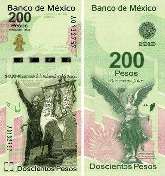 Банкнота Мексика 200 песо 2008 UNC Пам&rsquo;ятна - 200 років Незалежності (P129a) Б23470 фото