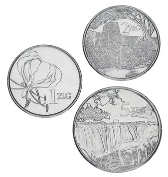 Zimbabwe set of 3 coins 2024 UNC 1, 2, 5 zyg