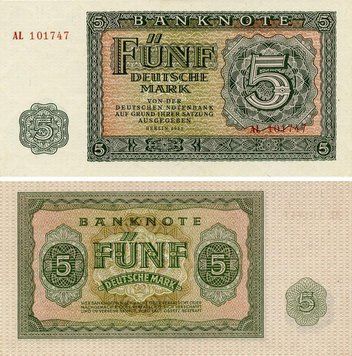Banknote Germany 5 Marks 1955 AU-UNC GDR (P17)
