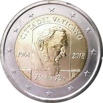 Vatican 2 euro 2018 "50th anniversary of the death of padre Pio" UNC