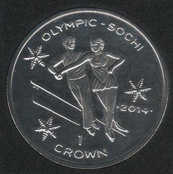 Монета Острів Мен 1 крона 2014 &laquo;Олімпіада в Сочі в 2014 році.&nbsp;Фігурне катання &raquo;UNC (KM#1547.1) М08353 фото