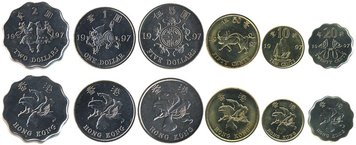 Гонконг набір з 6 монет 1 997 UNC М00075 фото