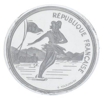 Монета Франція 100 франків 1989 Срібло Proof Зимові Олімпійські ігри 1992 в Альбервілі - Парне фігурне катання М23297 фото