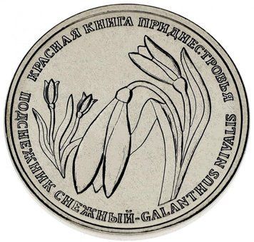 Монета Придністров'я 1 рубль 2020 UNC Червона книга Пролісок сніговий М13018 фото