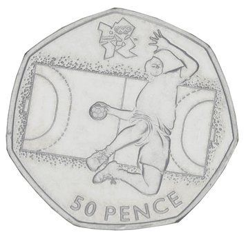 Монета Великобританія 50 пенсів 2011 UNC XXX Літні Олімпійські ігри 2012 у Лондоні - Гандбол М20921 фото
