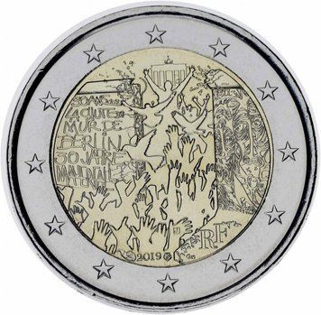 Монета Франція 2 євро 2019 Біметал UNC Берлінська стіна М12818 фото