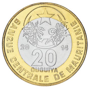 Mauritania 20 Ouguy 2014 Bimetal UNC