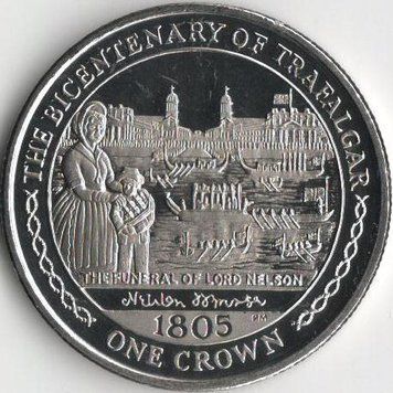 Монета Острів Мен 1 крона 2005 UNC &laquo;Трафальгарська битва&raquo; Різновид 6 (KM#1280) М08251 фото