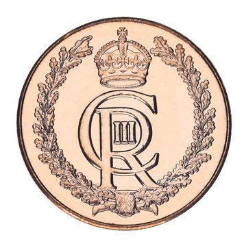 Монета Гібралтар 1 пенні 2023 UNC Коронація Чарльза (Карла) III М24314 фото