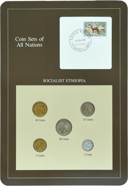 Ethiopia Set of coins UNC 1, 5, 10, 25, 50 cents and 1 mark Booklet