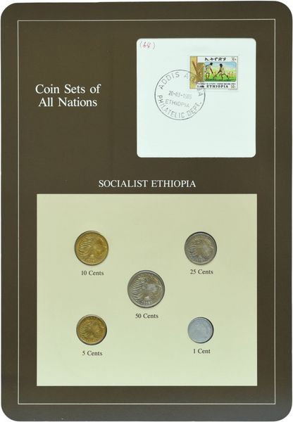 Ethiopia Set of coins UNC 1, 5, 10, 25, 50 cents and 1 mark Booklet