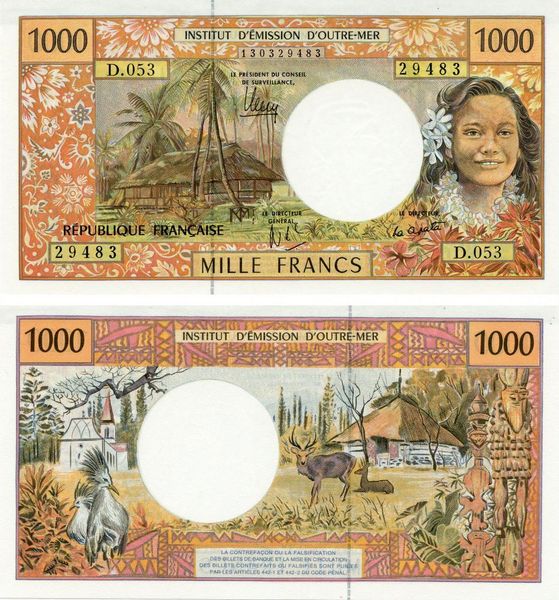 France - French Pacific Territories 1000 francs 1992-2013 UNC (P2m)