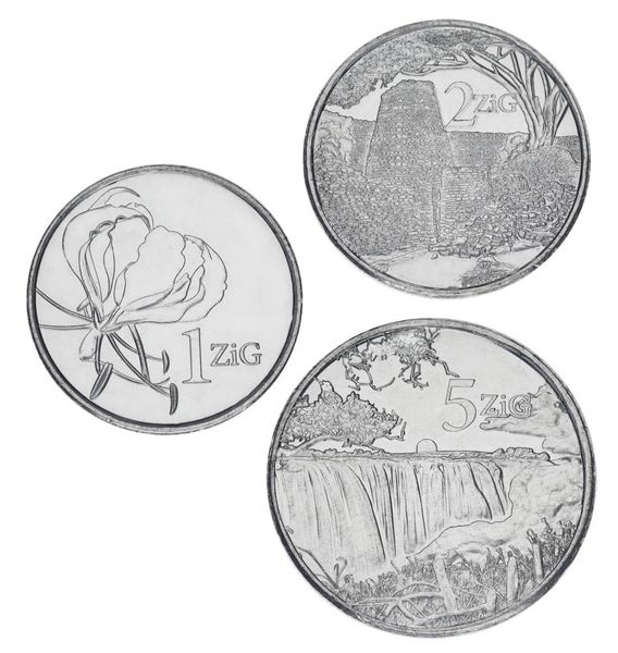 Zimbabwe set of 3 coins 2024 UNC 1, 2, 5 zyg