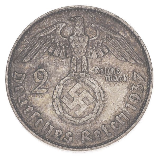 Coin Germany 2 Mark 1937 Silver F-VF J (KM#93)