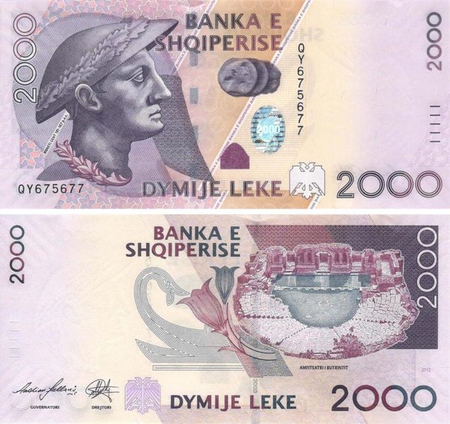 Albania 2000 leks 2012 UNC (P74b)